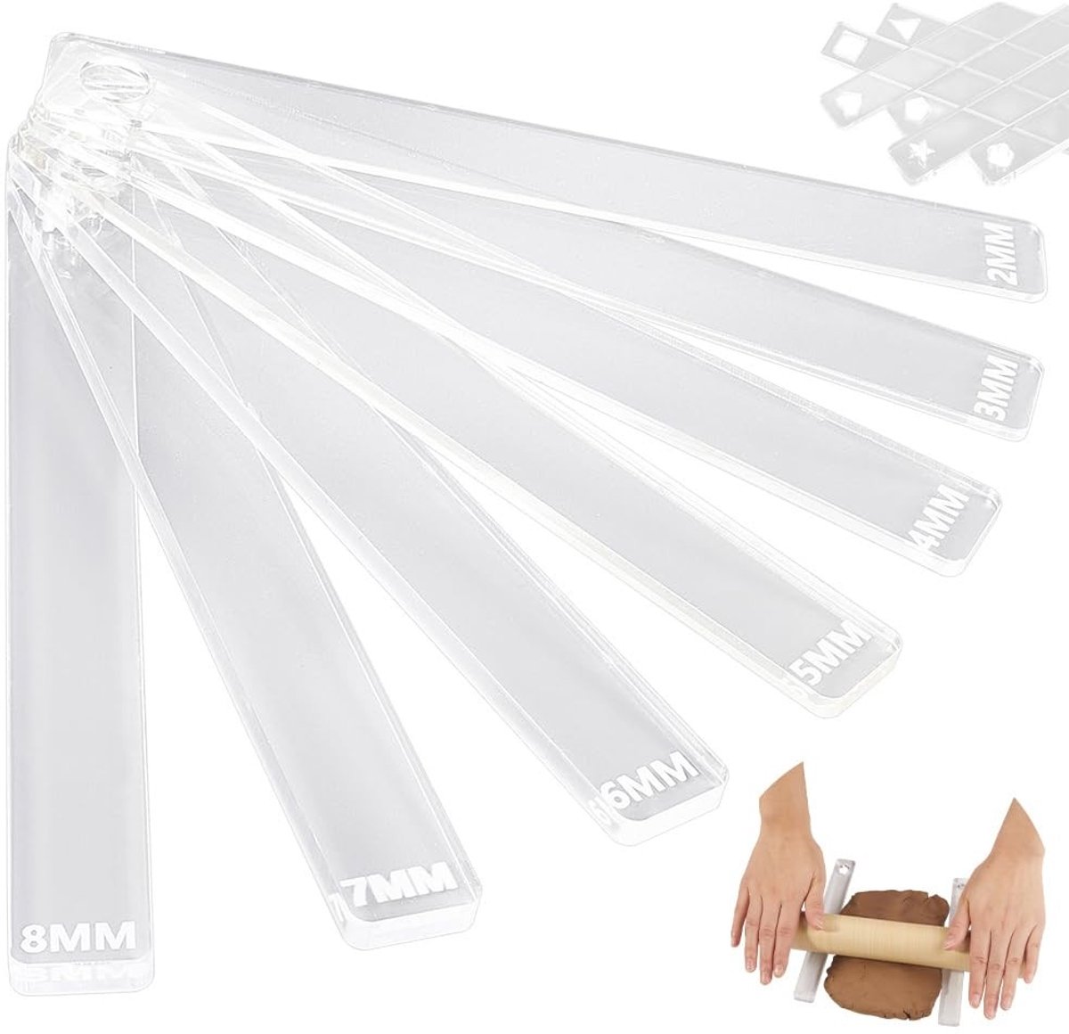 Dailygoods - 14 Stuks Acryl Deegroller Gidsen voor Bakken