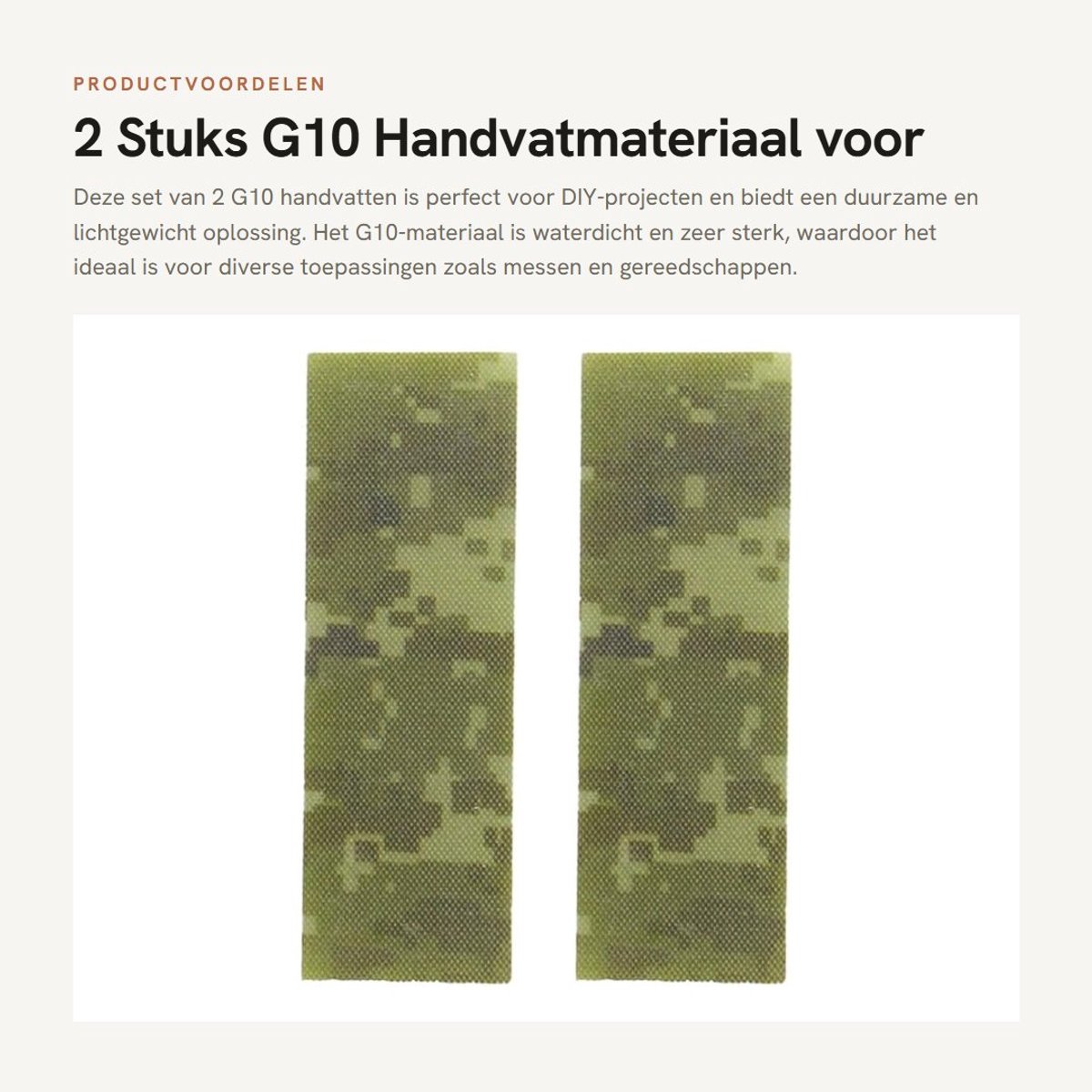 Dailygoods- Handvatmateriaal G10 - Duurzaam - Lichtgewicht - Waterdicht - 2 Stuks - Afmetingen 120 x 40 x 4 mm - Handgrepen