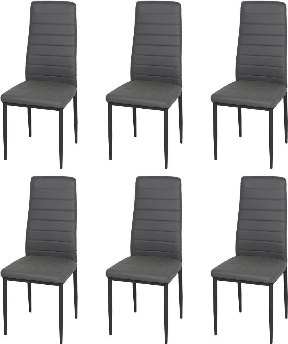 SET VAN 6 "JACK" STOELEN IN GRIJS KUNSTLEER 42,5X49X98CM