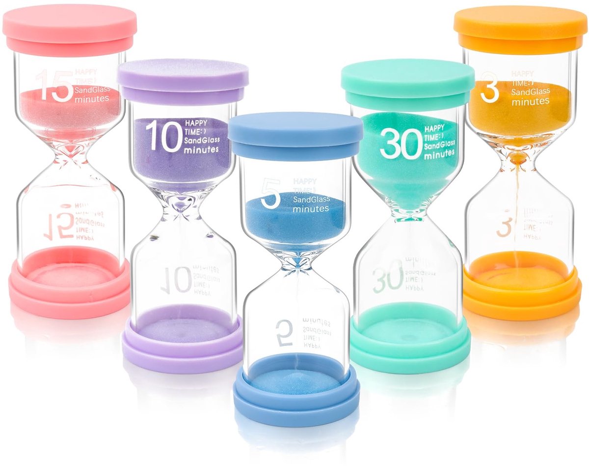 Dailygoods - Zandloper Set van 5 Kleurtimers voor Studie en Werk