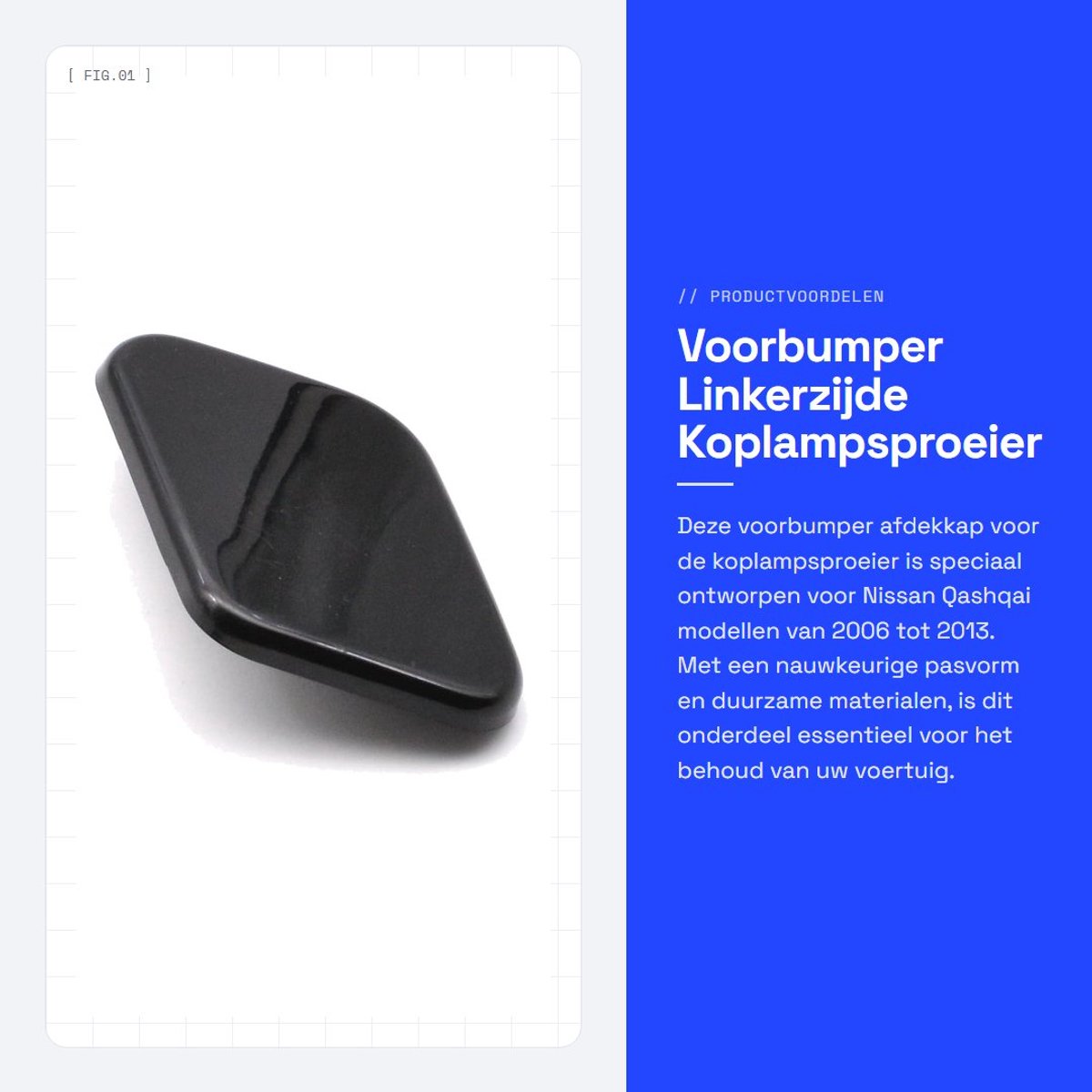 Dailygoods- Koplampsproeier Voorbumper Links - Onderdeelnummer 28658-JD000 - Directe Vervanging - Voor Nissan Qashqai 2006-2013 - Hoge Kwaliteit - Betrouwbare Functionaliteit - Autoonderdeel