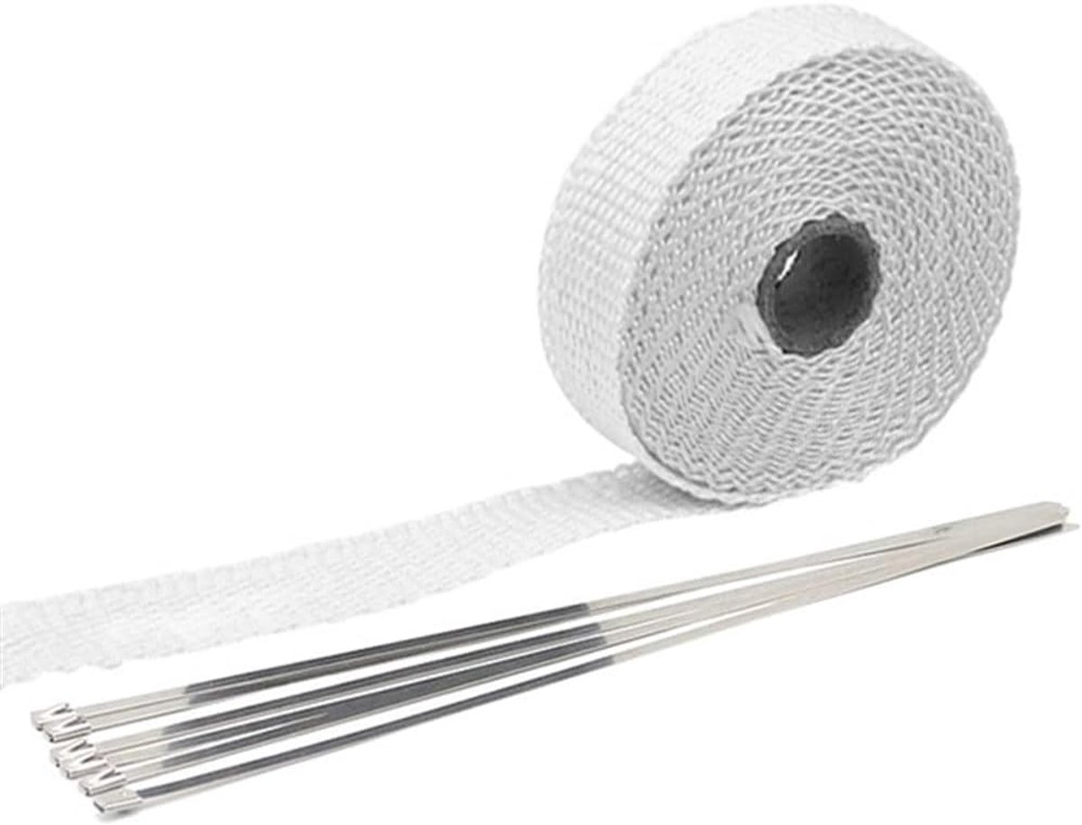 Thermische verbanden - Isolatietape glaswol - Uitlaat isoleren - Hoge temperatuur isolatie - 5 cm x 5 m - Zwart