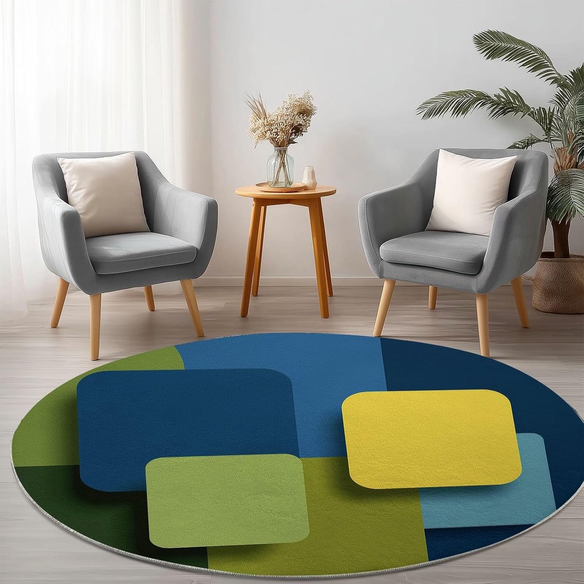 Ronde Vloerkleed - Zachte Vloerbedekking - Woonkamer Decoratie - 3D Print Design - 150 cm
