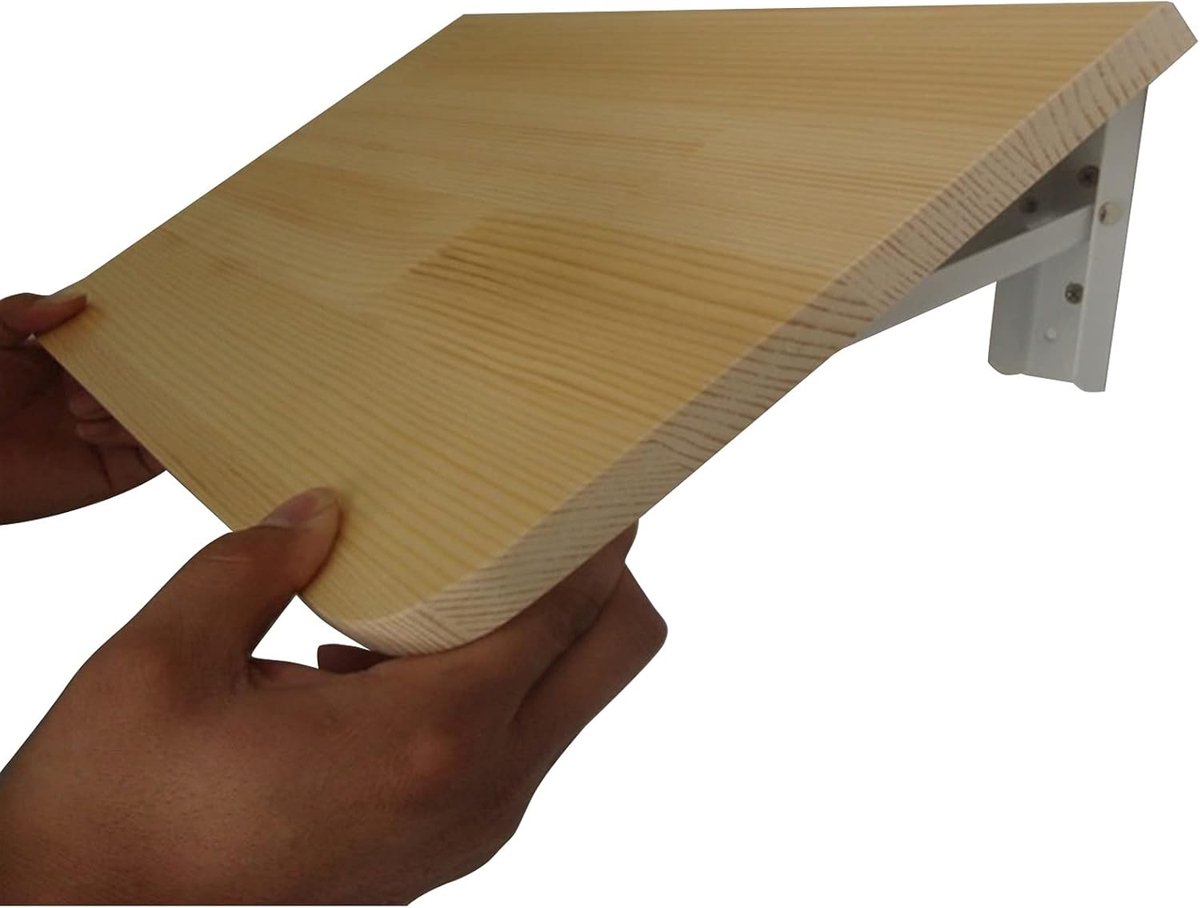 Opklapbare Wandtafel - Klaptablet Bureau - Ruimte Besparen - Natuurlijk DennenHOUT - 50 kg Draagkracht - Houtkleur