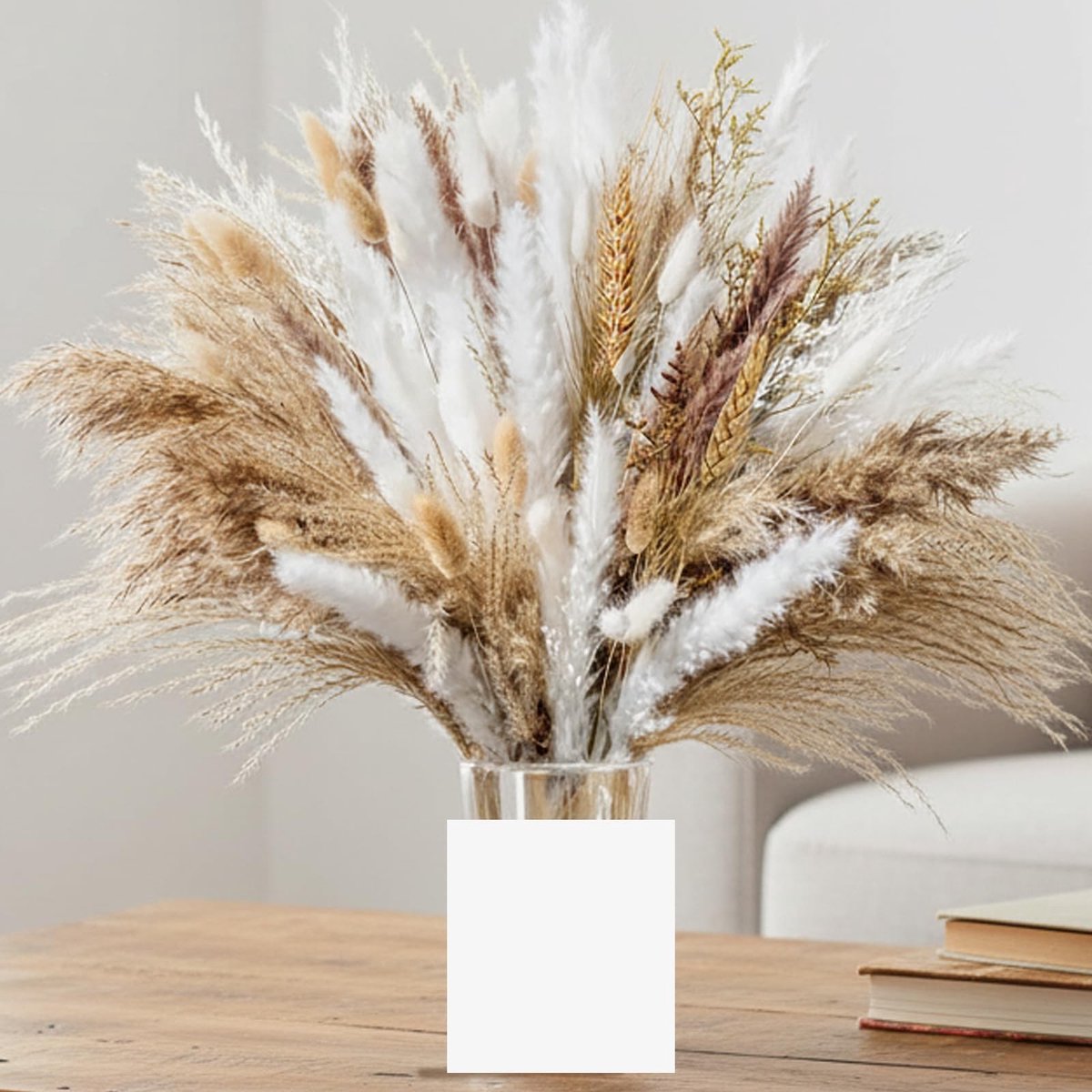 Dailygoods - 95 stuks gedroogde pampa, natuurlijk, decoratie, boeket, gedroogde bloemen, pluizig, tarwe, voor rustiek, boho, tafel, huis, bruiloft, winterdecoratie