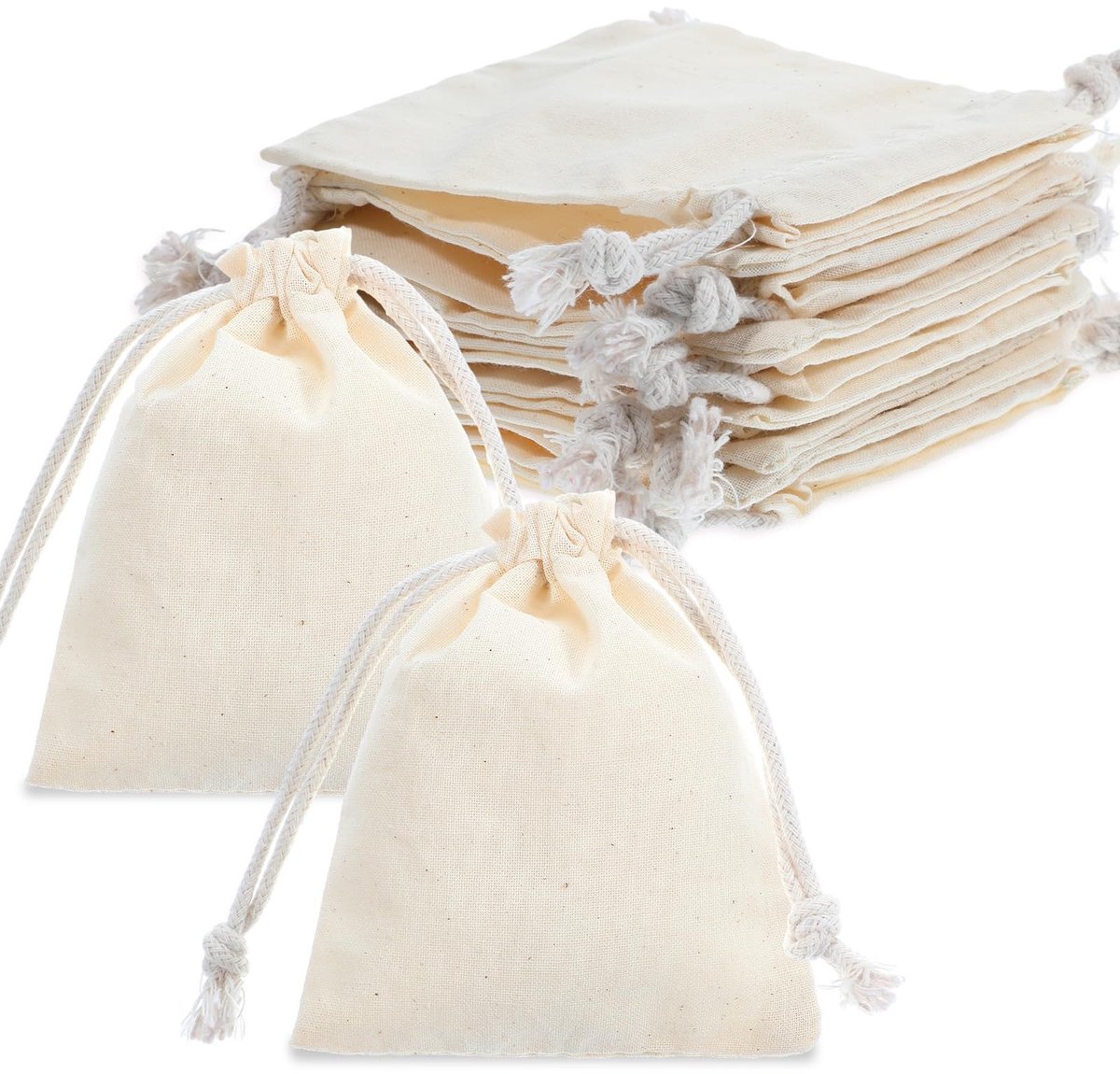 Dailygoods - Tyqour 12 stuks kleine stofzakjes 12x10 cm katoenen zakjes kleine stofzakjes jute zakjes klein met trekkoord katoenen zakjes zakjes katoen cadeauzakjes voor sieraden DIY handwerk bruiloft