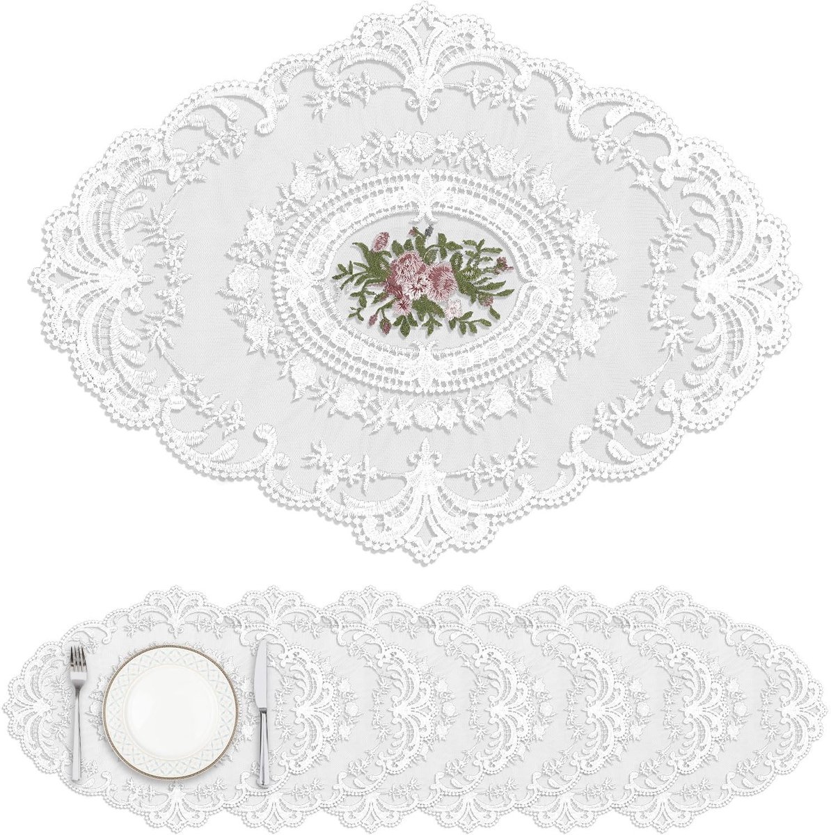 Dailygoods- Placemat Set van 6 - Antislip - Wasbaar - Polyester - Ovaal - Hittebestendig - 45,7 x 30,5 cm - Tafelmat