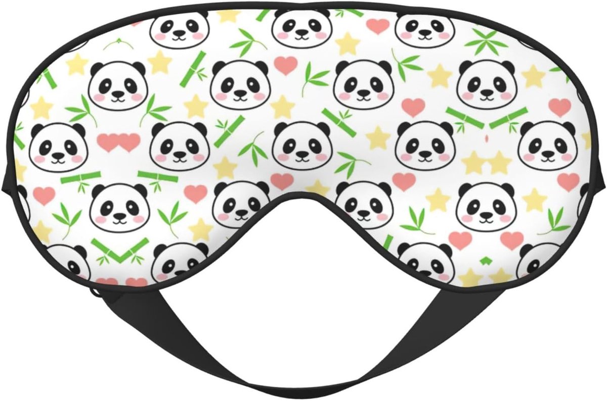 Zacht Oogmasker - Slaapmasker Omkeerbaar - Licht Blokkeren - Dubbelzijdig Ontwerp - 10 x 20 cm - Panda Print