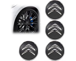 Dailygoods- Wieldoppen Set van 4 - ABS Wieldoppen - 60 mm - Zwart - Compatibel met Citroën C1/C2/C3/C4/C5 - Hoogwaardige afwerking - Naafdoppen