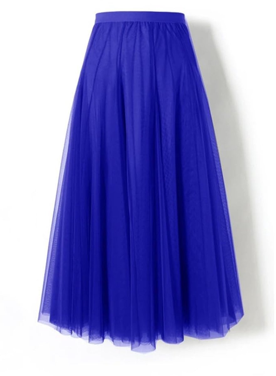 Dailygoods - Tulerok voor dames, tule rok, maxirok, lange tutu rok, midi-rok, gelaagde rok, elastische band, tule rok, elegant, hoge taille, tutu, rok voor carnaval, bruiloft, feest