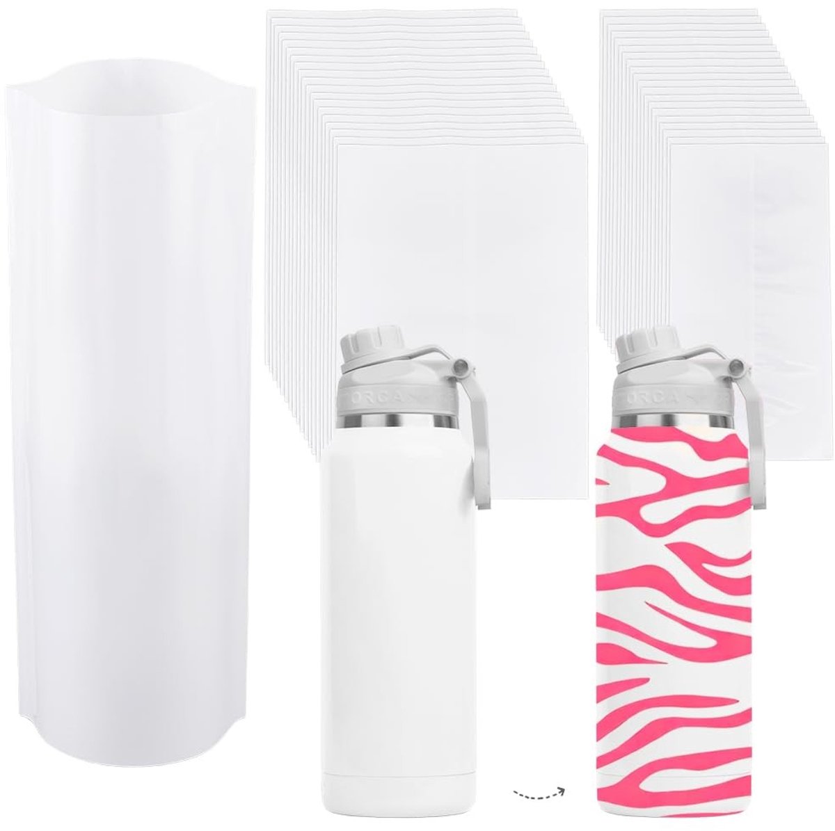 Dailygoods - 100 Stuks Krimpfolie voor Sublimatie Tumblers - 2 Maten - Hittebestendige Wikkelfolie