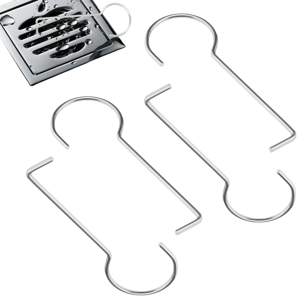 Dailygoods- Afvoersleutel 4 Stuks - Hefhaken - Afvoerrooster Verwijderaar - Uittreksleutel - Douchegoot - Roestvrij Staal - Ergonomisch Ontwerp - Afvoertool