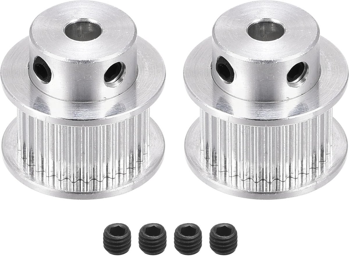 Dailygoods- Distributieriemschijf aluminium - 30 Tanden - 5 mm Boring - Synchrone Wielen - Schroef - 2 Stuks - Aandrijfschijf