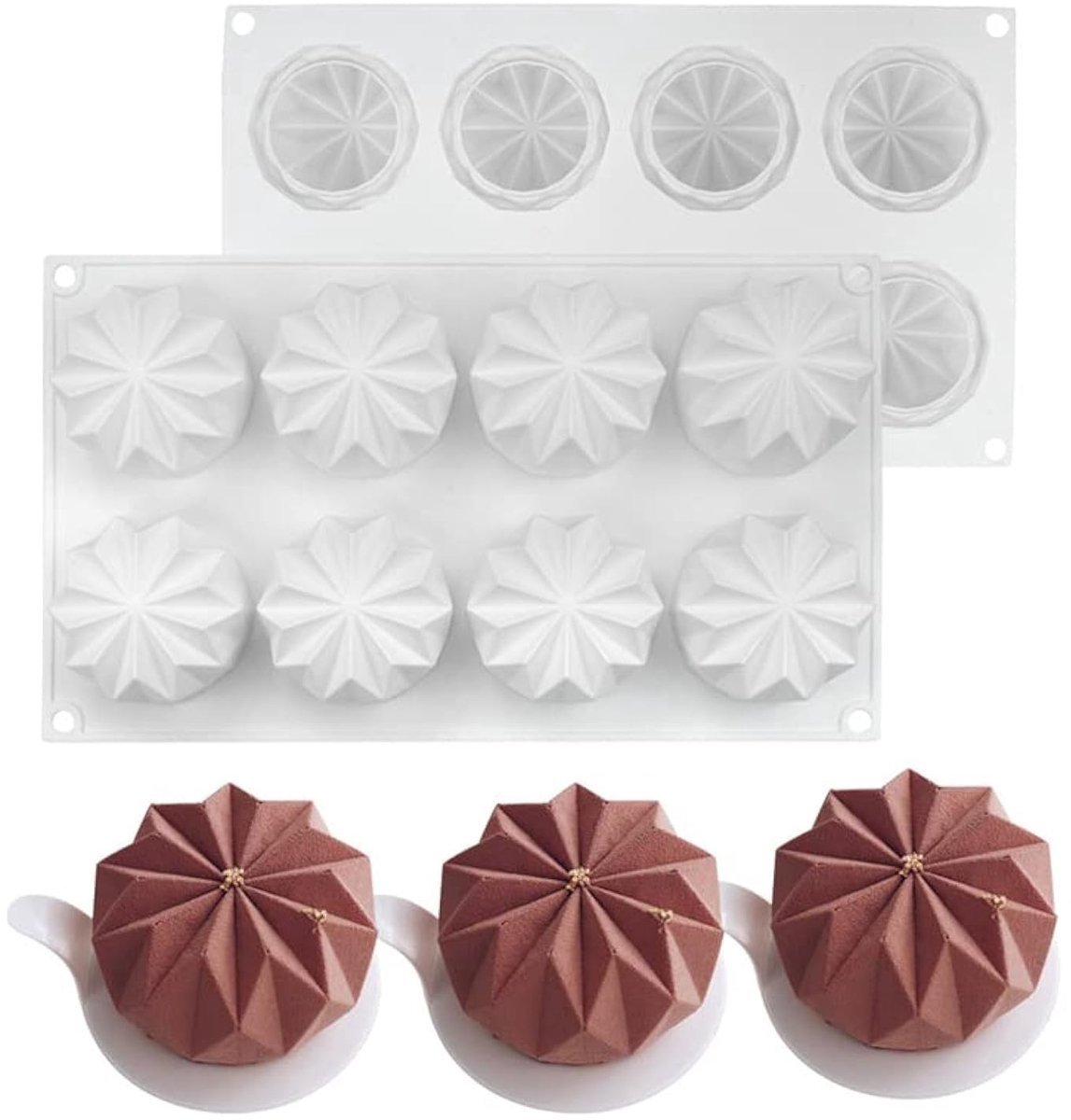 Dailygoods- Siliconen Bakvorm Mousse Cake - 8 Holes - Eco-Vriendelijk - BPA Vrij - Temperatuur Veilig - Geschikt voor Magnetron/Dishwasher - Silicone Bakvorm