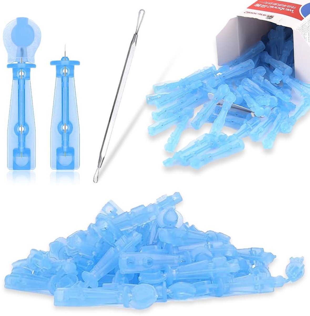 Dailygoods- Mee-eterverwijderaar 100 Stuks - Professionele Acne Verwijdering - Wegwerp Gereedschap - Hoogwaardige Kunststof/Metaal - Pijnloos Gebruik - Voorkomt Bacteriën - Acne Verwijderaar