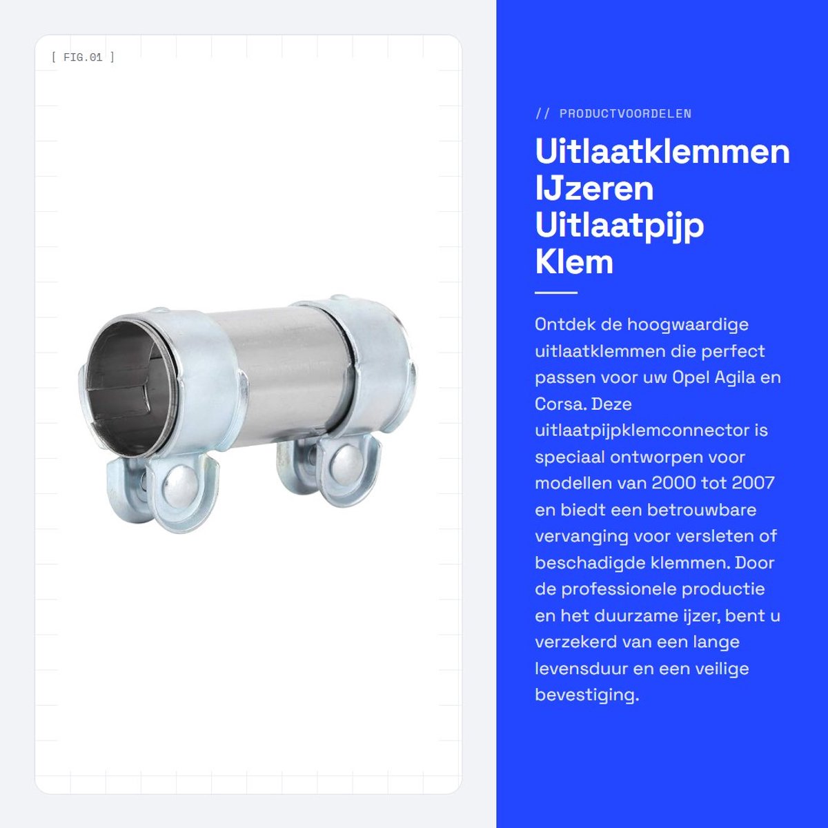 Dailygoods- Uitlaatklem 45 x 125mm - IJzeren Klem - Connector Vervanging - Geschikt voor Opel Agila/Corsa - Hoge Betrouwbaarheid - Directe Vervanging - Uitlaatpijp