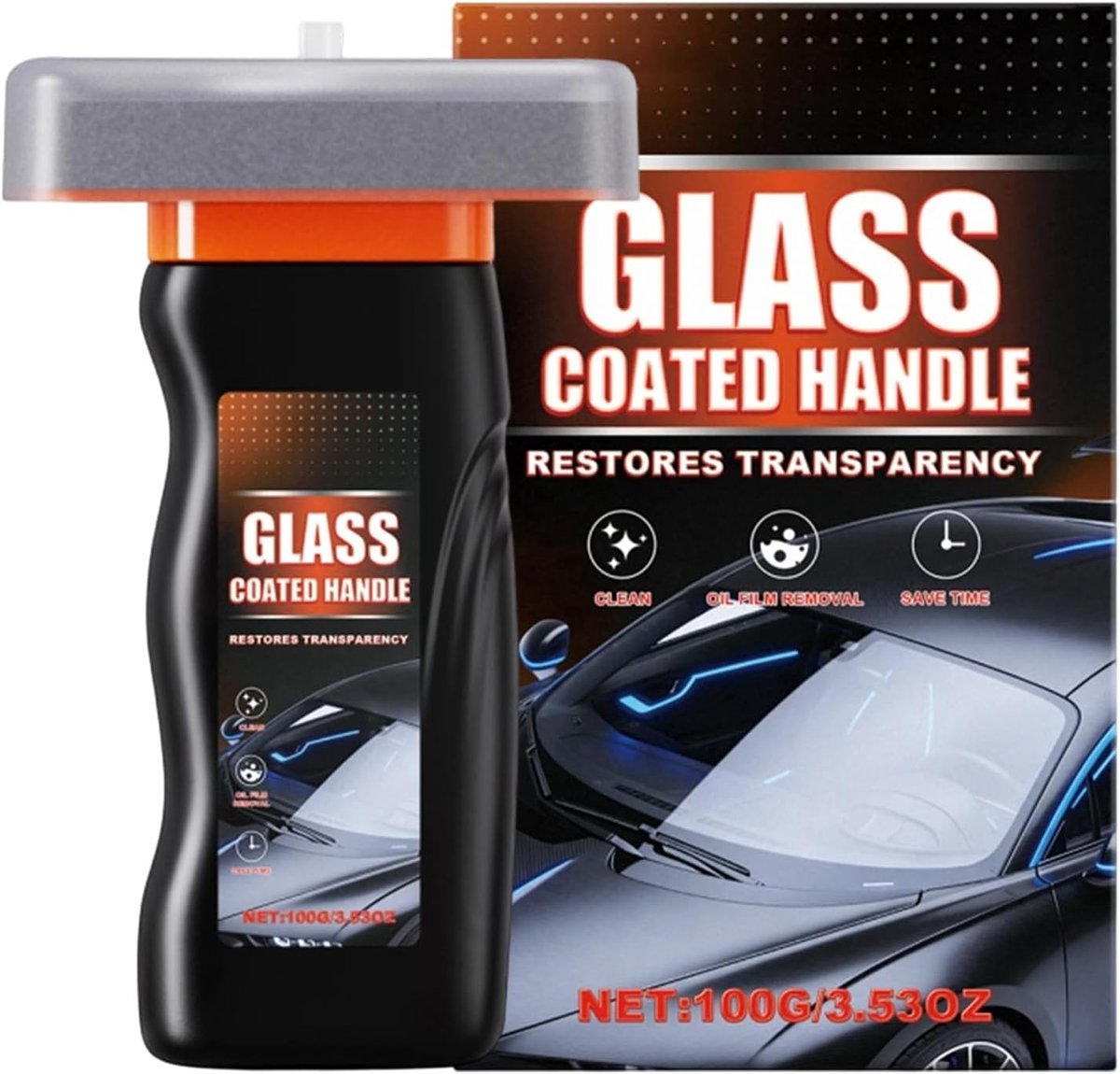 Reinigingsborstel - Glasfolie Verwijderaar - Autoruiten Schoonmaken - Ergonomisch Handvat - Compact Formaat - Grijs