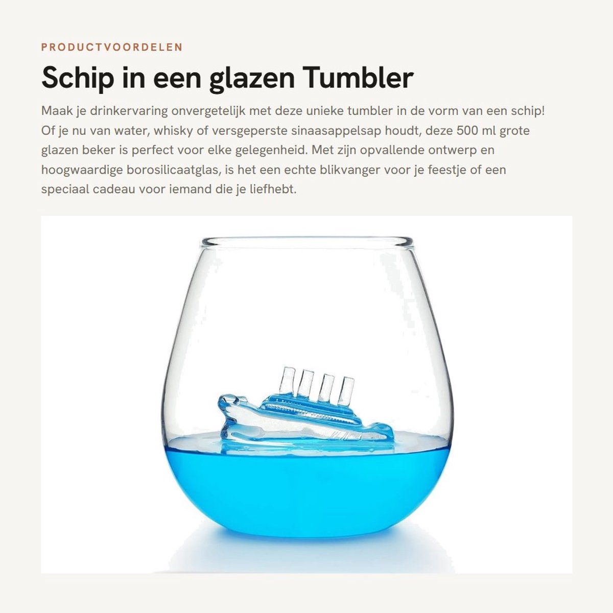 Dailygoods- Tumbler 500ml - Unieke Drinkglas - Borosilicaatglas - IJsberg Thema - Geschikt voor Water/Whisky/Wijn - Perfect als Cadeau