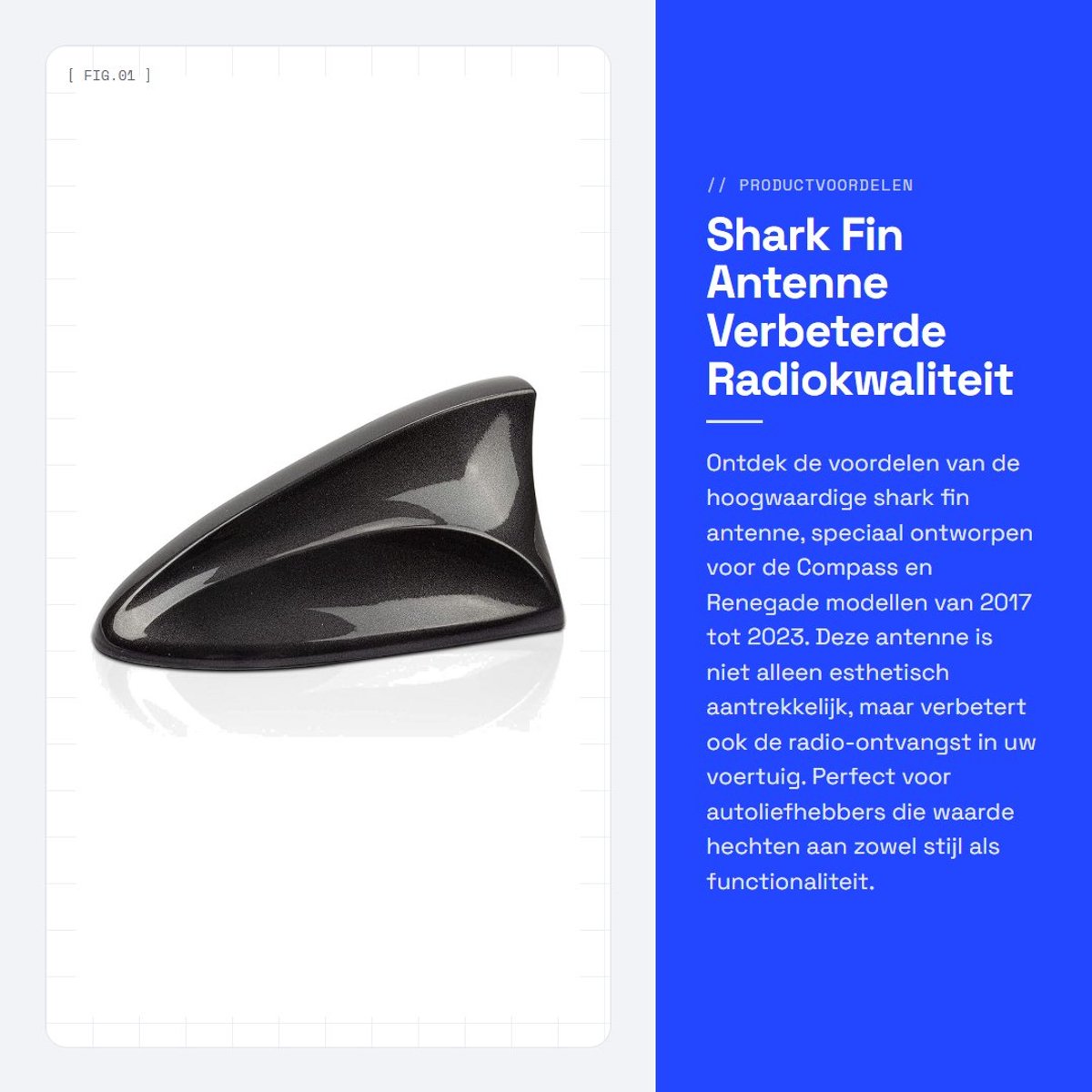 Dailygoods- Haaienvin Antenne Universeel - Radiosignaal Antenne - Geschikt voor Compass/Renegade 2017-2023 - Hoogwaardige ABS-kunststof - Eenvoudige Installatie - 100% Gloednieuw - Auto Antenne