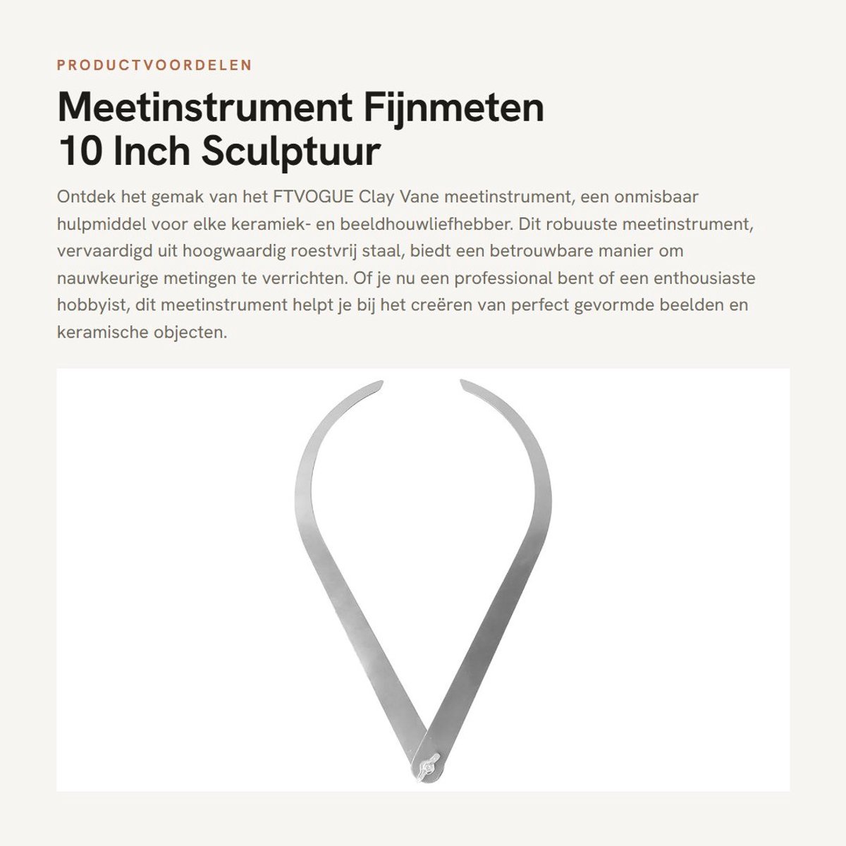 Caliper 25,4 cm roestvrij staal - Meetgereedschap - Keramische meetinstrument - Gebogen poten - Kwaliteitscontrole - Professioneel ontwerp - Meetlat