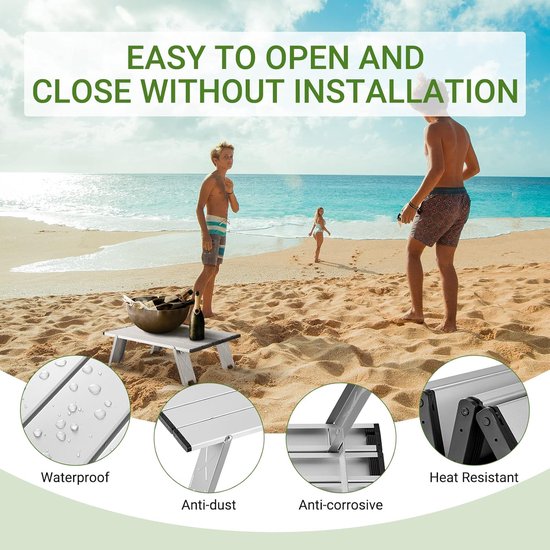 Klaptafel - Opvouwbare campingtafel - Campingtafel - Vouwtafel - Balkontafel - Tuintafel - Kampeer opvouwbare tafel - Picknicktafel - voor backpacken, wandelen, vissen, picknicken, tentkamperen en andere buitenactiviteiten - 40*29*13.5 cm - zilver — afbeelding 2