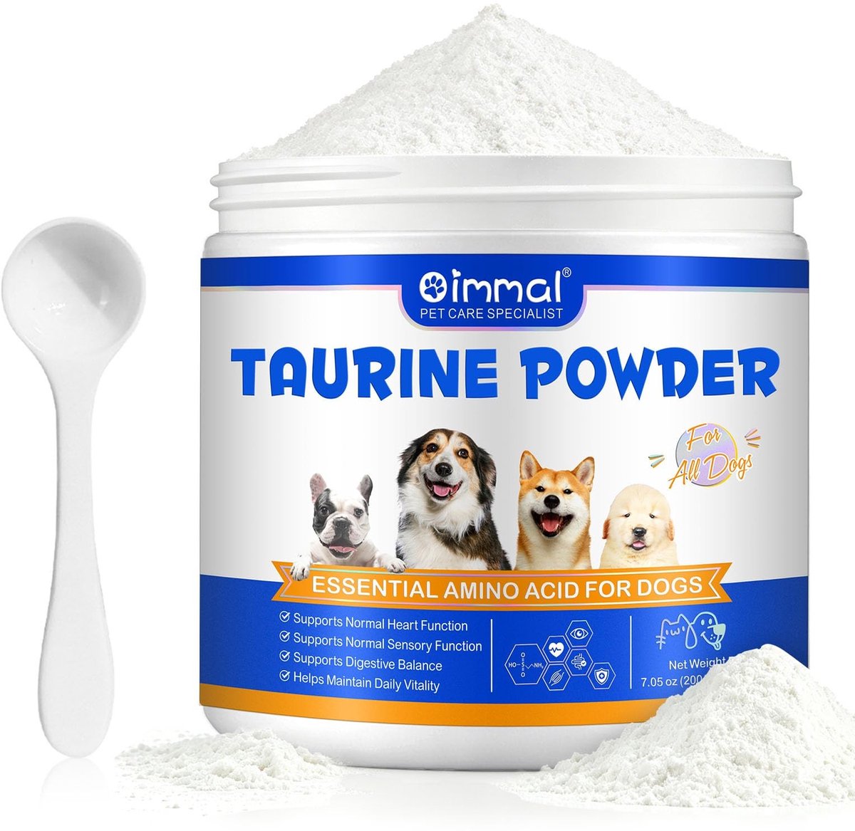 Dailygoods- Taurinepoeder 200 g - Zeer zuiver supplement 99%+ - Ondersteuning hartfunctie - Verbetering gezichtsvermogen - Ideaal voor natvoer/barf - Zonder toevoegingen - Kattenvoeding