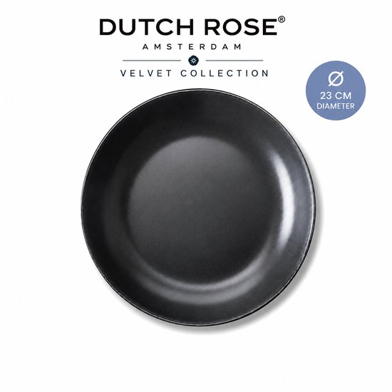 Mat antracietkleurig diep bord van 23 cm uit de Velvet collectie.