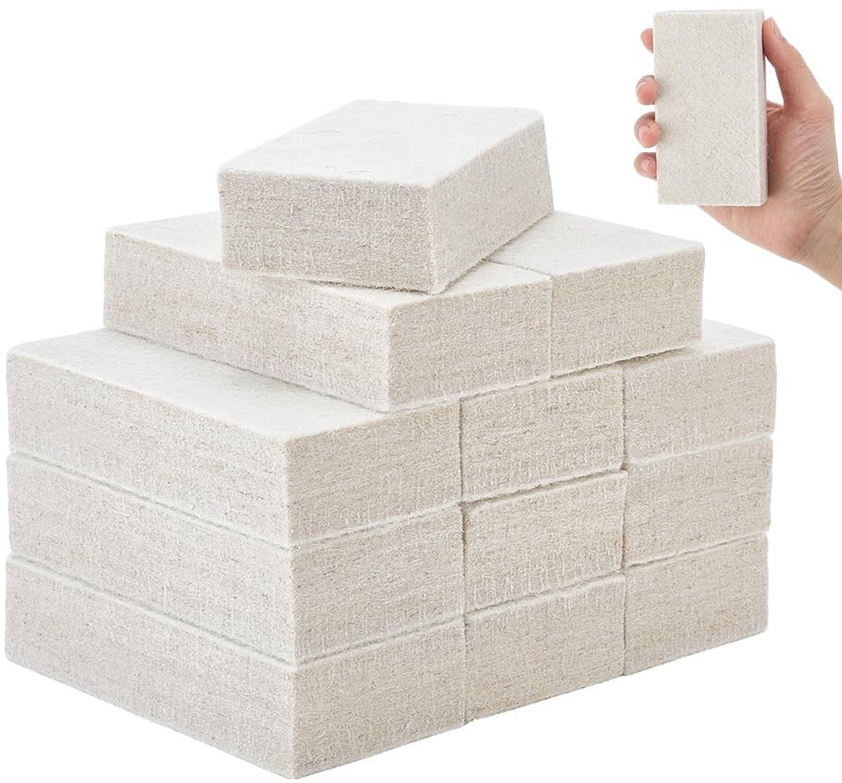 Dailygoods- Wolvilt Blokken 12 Stuks - Zacht Wolmateriaal - Raamfolie Gereedschap - Verven Zonder Krassen - 10 x 2,5 cm - Verdikte Viltblokken