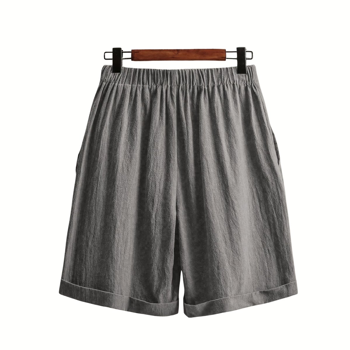 Currero Korte Linnen Broek Dames Zomerbroek Volwassenen Korte Broek Shorts Strandbroek Zomer Ibiza Stijl Lichtgrijs 0XL