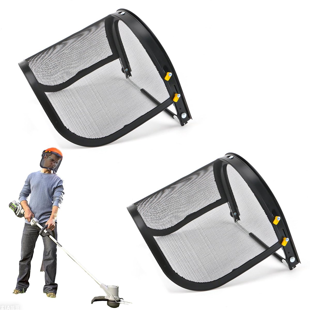 Dailygoods- Bosbouwhelm - Gezichtsbescherming met mesh-vizier - 2 stuks - Verstelbare houder - Duurzaam staal - Professionele bescherming