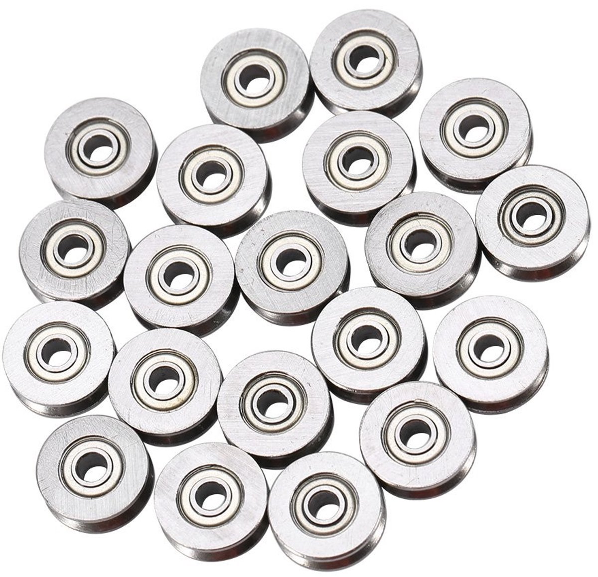 Dailygoods- Geleiderpulley 20 Stuks - Miniatuur Stalen V-Groef - Kogellager - 3x12x4mm - Duurzaam - Geschikt voor Lineaire Beweging - Lijnlager