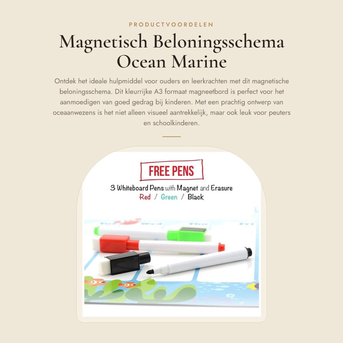Dailygoods - Magnetisch Beloningsschema - Ocean Marine Life - A3 Formaat - Magneetbord voor Kinderen - Educatief en Visueel - Geschikt voor Peuters en...