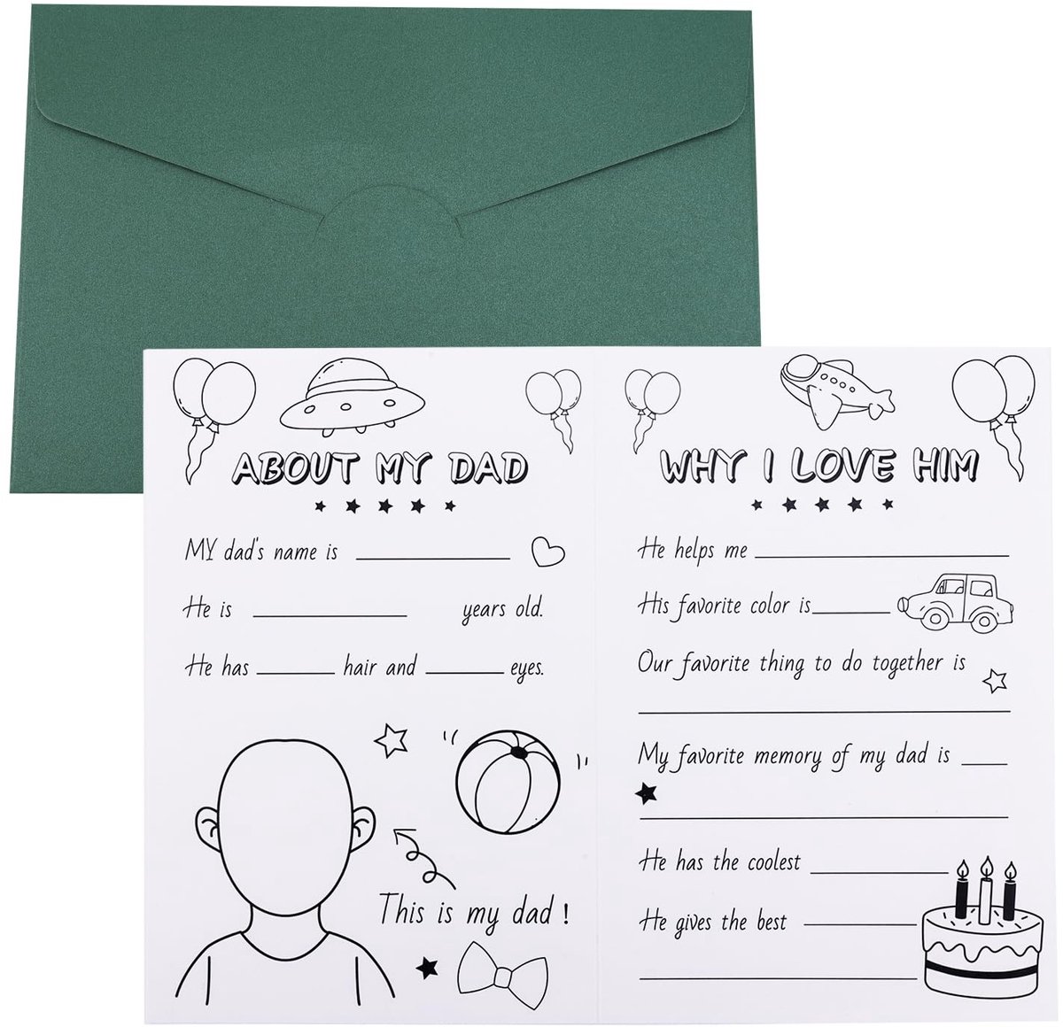Dailygoods- Vaderdagkaart met Envelop - Blanco - Wenskaart Set