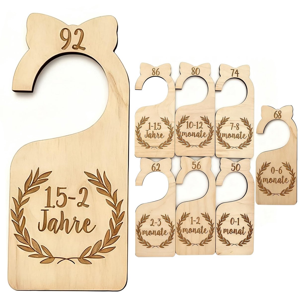Dailygoods - Set van 8 Baby Maatscheiders van Hout voor Kledingopslag