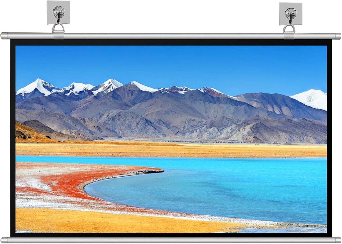 Projectiescherm - Beamerdoek - Thuisbioscoop Maken - Handmatig Uittrekbaar - 72 inch 16:9 - Wit