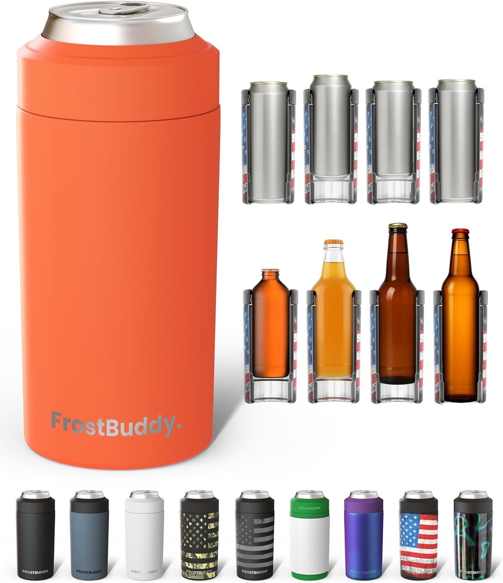 Universele Blikkoeler - Drankhouder Isolator - Dranken Koel Houden - Past Op Alle Maten - 12oz en 16oz - Oranje