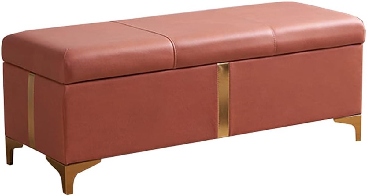 Opvouwbare Opslag Ottomaanse - Schoenenbank Poef - Woonkamer Organiseren - Ruime Verborgen Opbergruimte - 80x45x45cm - Oranje