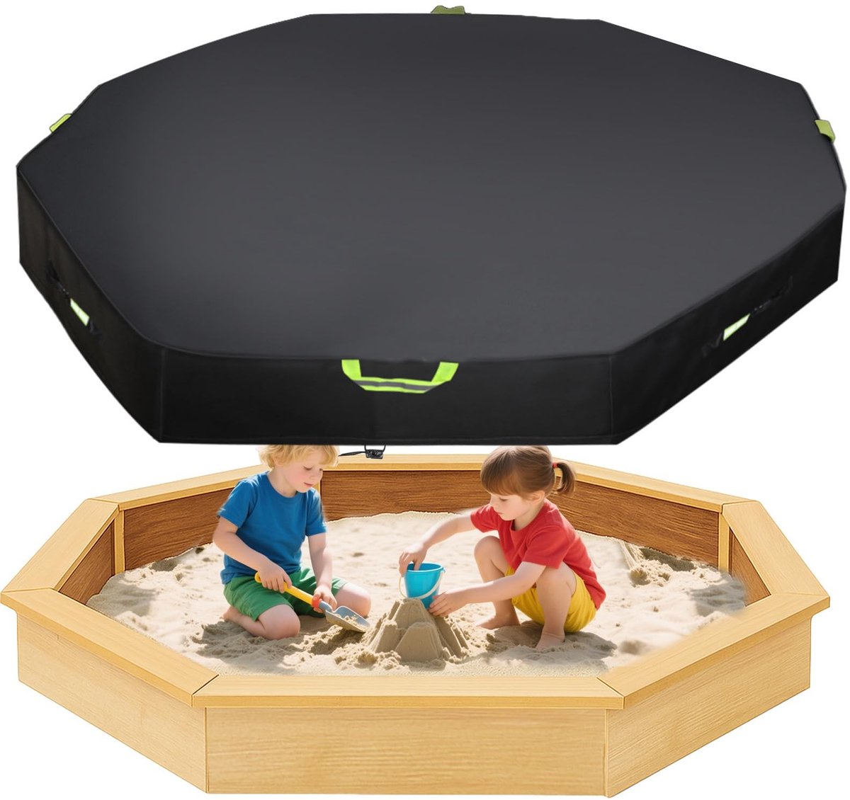 Dailygoods- Zandbakhoes Waterdicht - Zandbak met Deksel - 420D Oxford Doek - Bescherming Zand en Speelgoed - Opbergtas - 214x198x23cm
