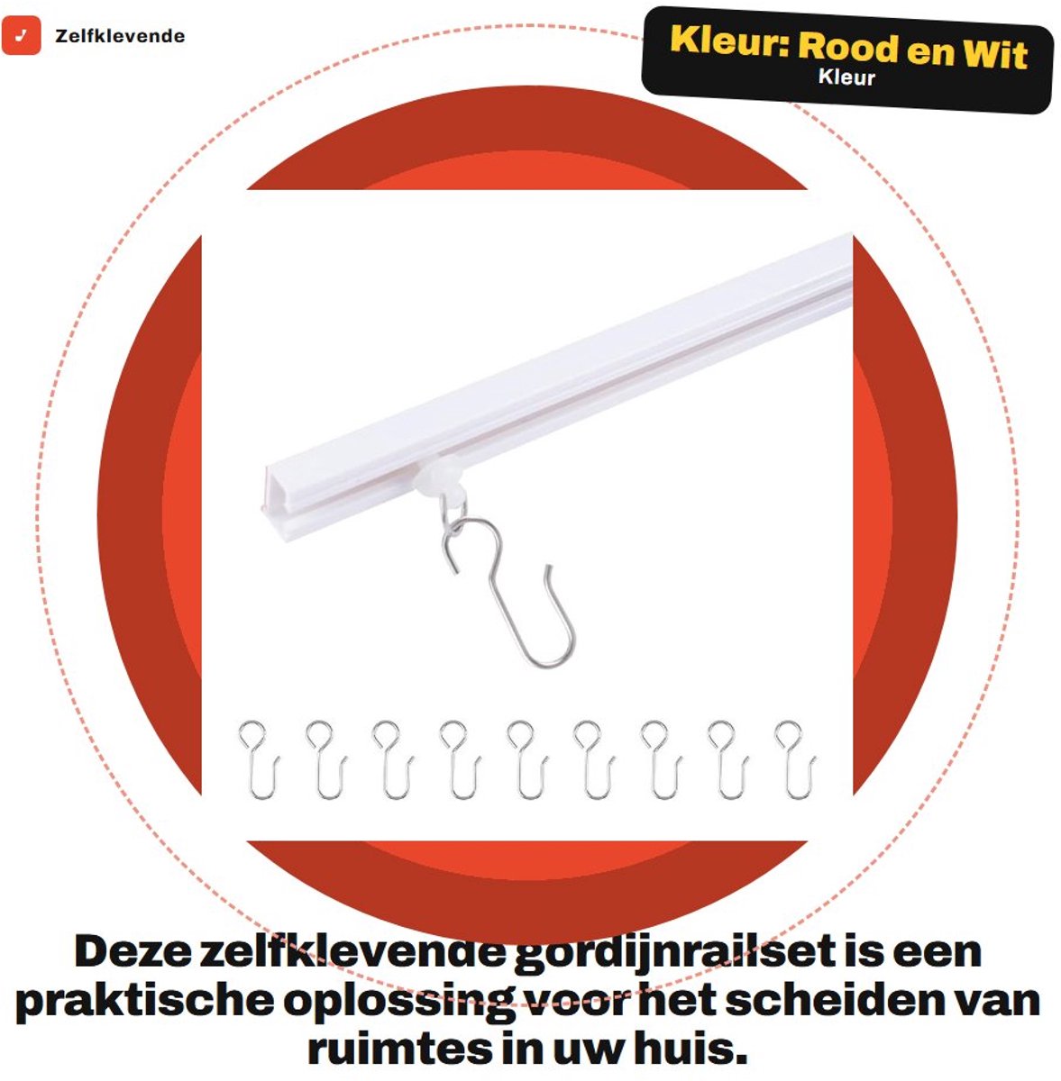 Dailygoods- Plafondgordijnrail Zelfklevend - Gordijnrails - Kunststof - 40 cm - Aanpasbaar - Goede glijprestaties - Geluidsarm - Gordijnrail