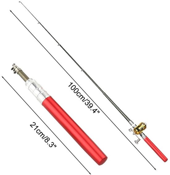 Dailygoods- Hengel Lichtgewicht - Telescopische Hengel - Verstelbaar Roterend Wiel - 1m Lengte - 21cm Ingetrokken - Aluminiumlegering/Glasvezel - Visstok van Dailygoods — afbeelding 4