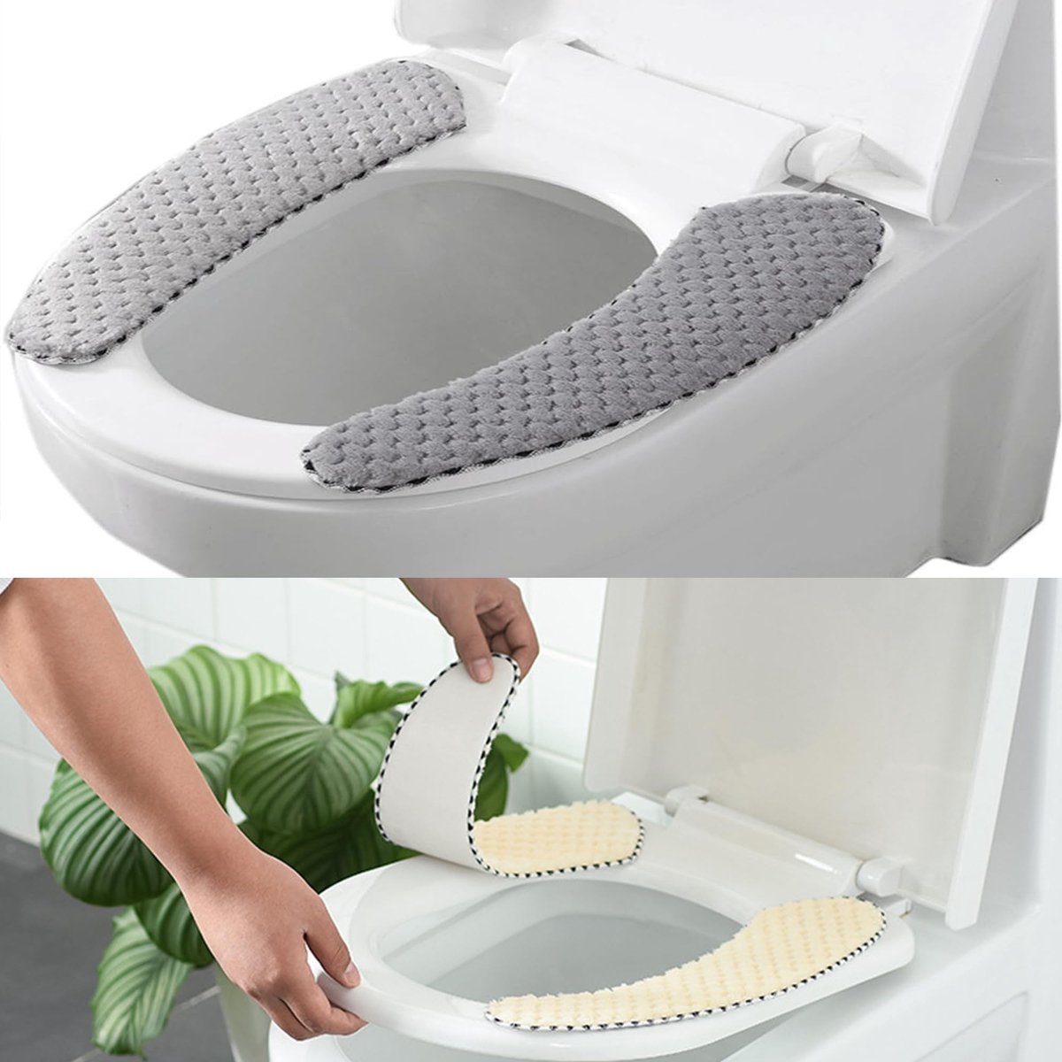 Dailygoods- Toiletzitting Softclose - Set van 2 - Warm Grijs - Polyester - Eenvoudige Installatie - Elegante Uitstraling - Toiletseatcover