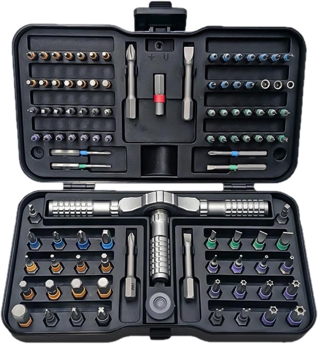 Schroevendraaier Set - Precisie Tool - Reparatie Klussen - Magnetische Ratel - 105 Bits - Grijs