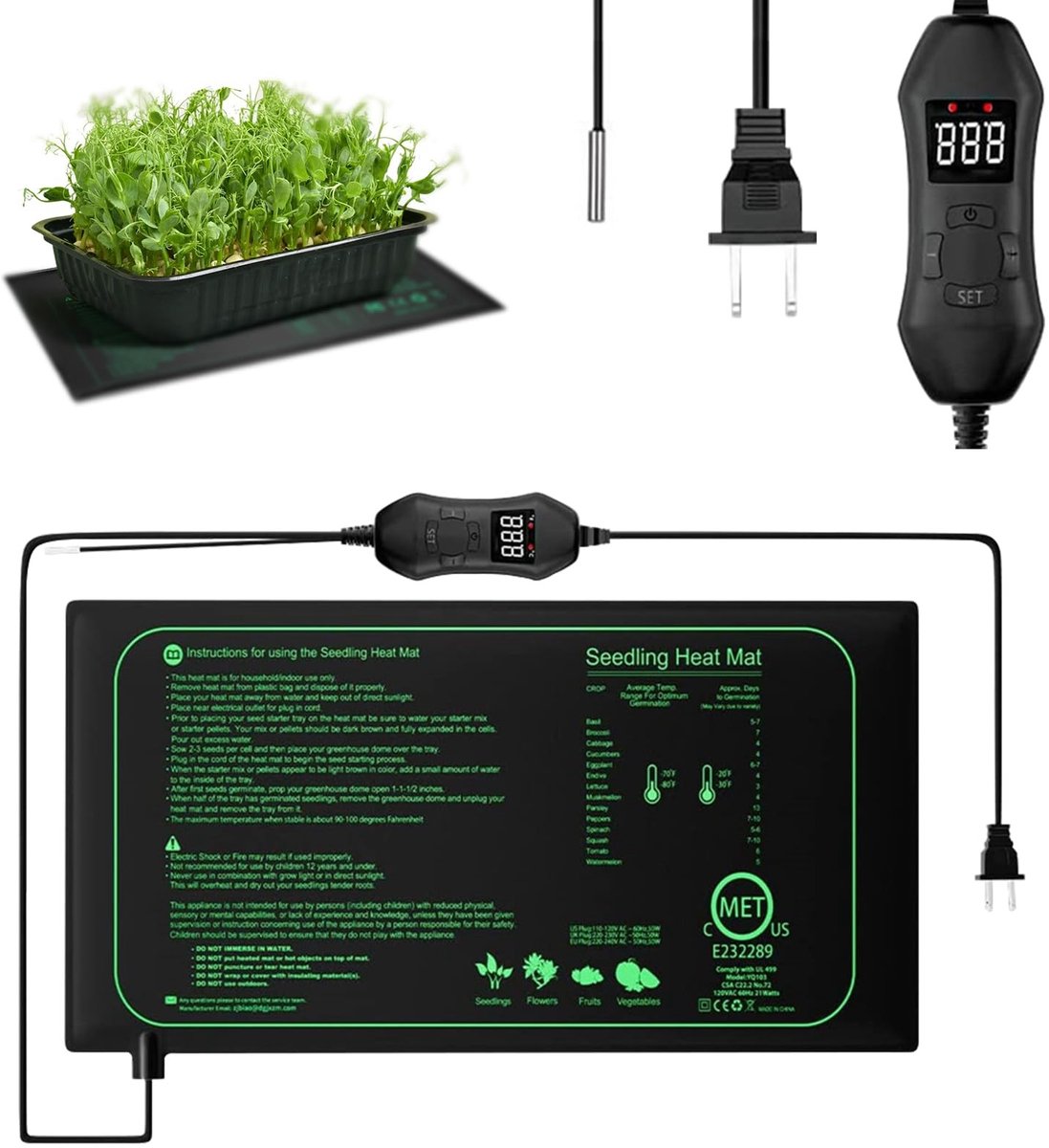 Dailygoods- Verwarmingsmat 50 W - Kweekmat met thermostaat - IPX4 waterdicht - Duurzaam -
