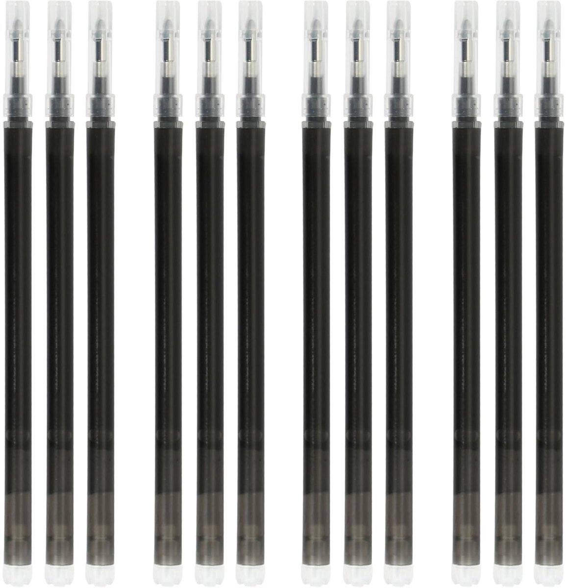Dailygoods - 12 uitwisbare balpennen, 0,7 mm, blauw, zwart, gemengde kleuren, uitwisbare pennen, uitwisbare navulverpakkingen (zwart)