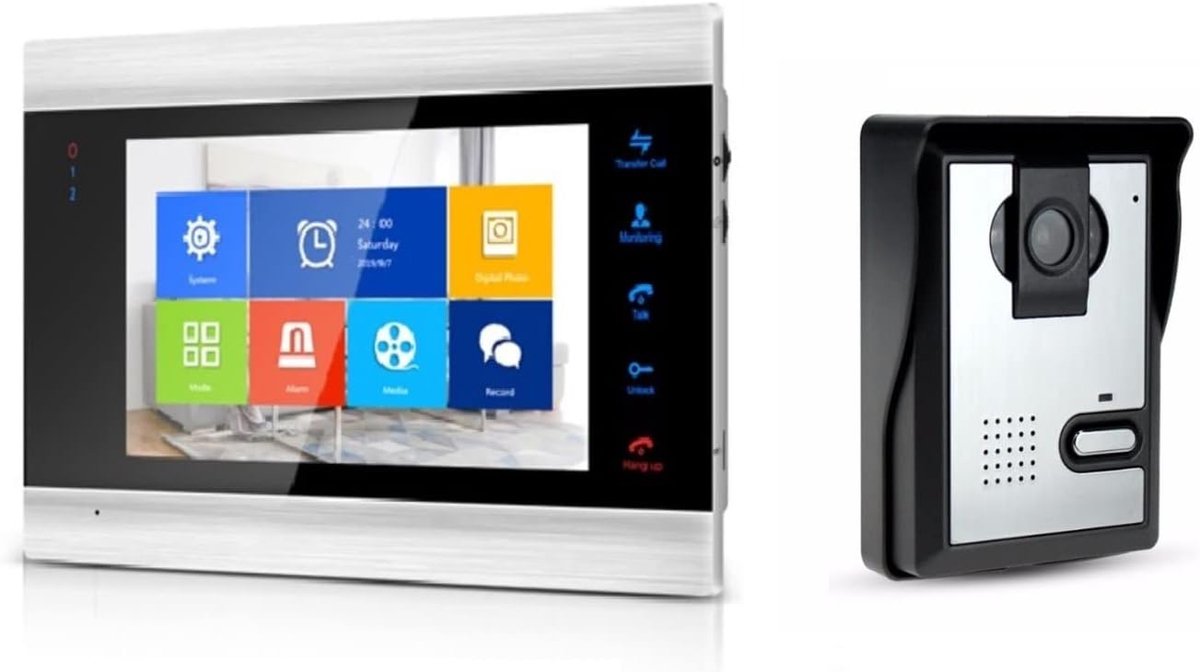 Video Deur Intercom - Slimme Bel - Veilig Huis - App Bediening - 7 Inch Scherm - Zwart