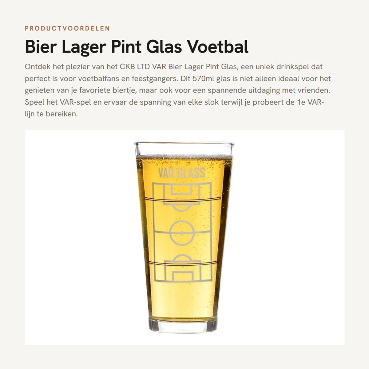Dailygoods- Bierglas 570ml - Voetbal Thema - Drinken Spel - Skill Game - Vaderdag Cadeau - Geschikt voor Diverse Dranken - Pintglas