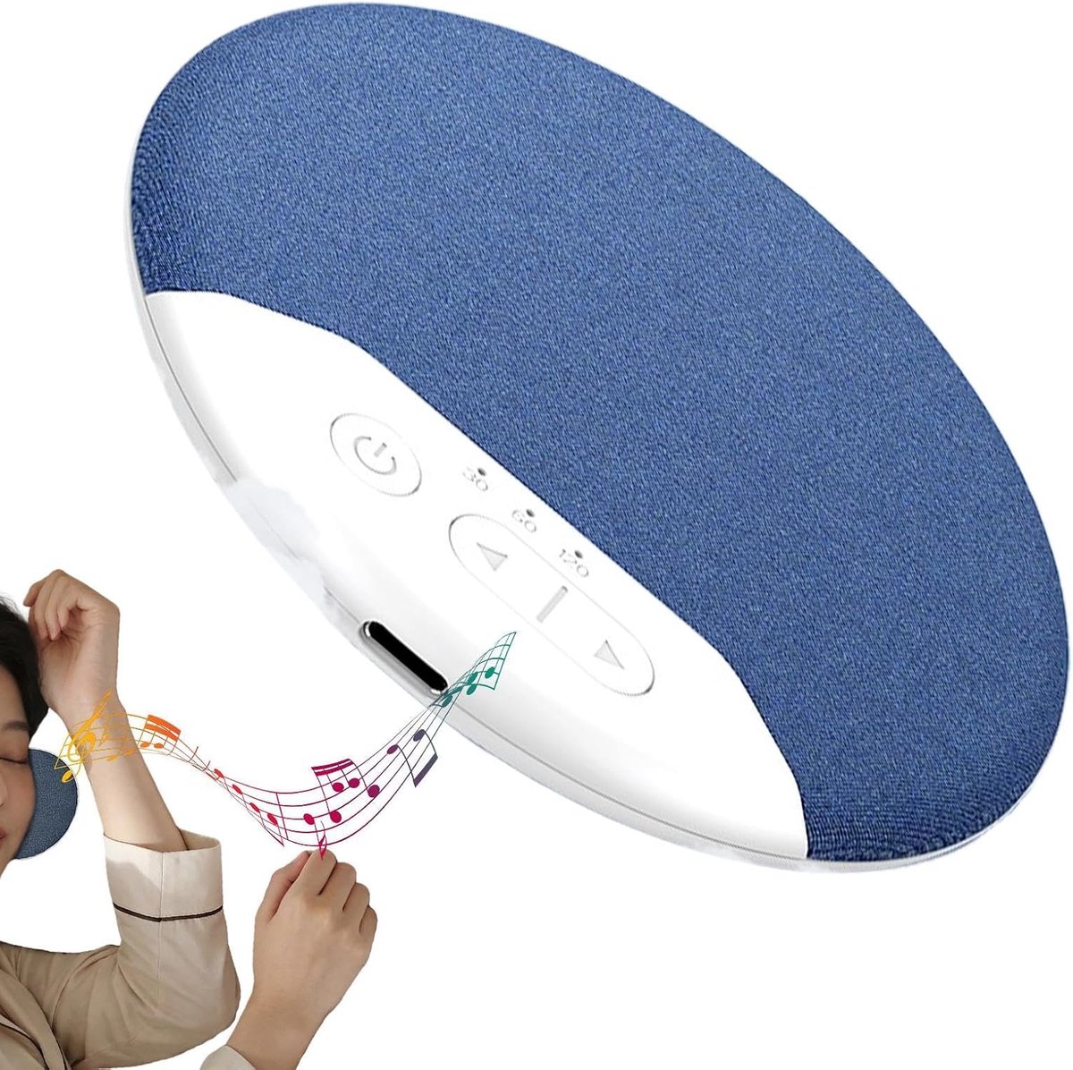 Slaapkussenspeaker - Onderkussen speaker - Slaapverbetering - Zachte aanrakingstechnologie - 25 x 125 x 25 cm - Blauw