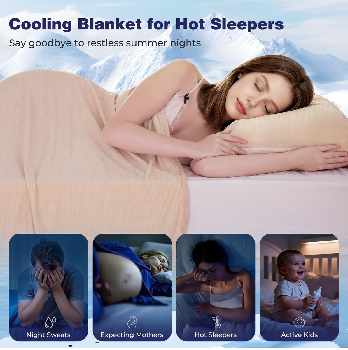 Dailygoods- Koeldeken Q-Max 0,5 - Zomerdeken 150 x 200 cm - Dubbelzijdig - Koelende Technologie - Katoen - Lichtgewicht