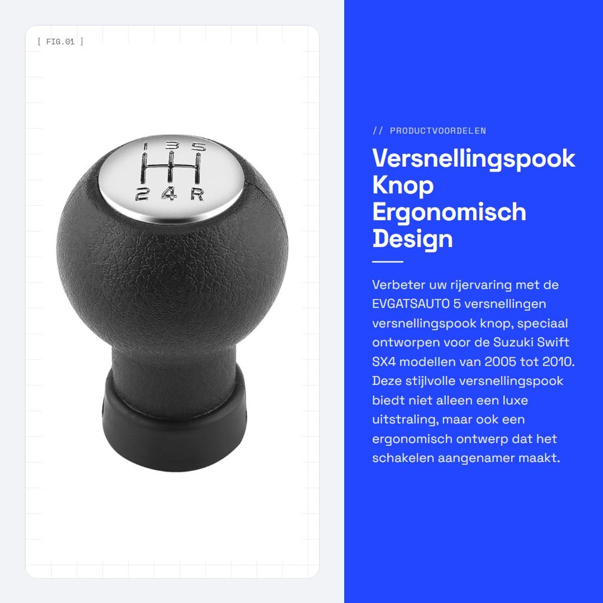 Dailygoods- Versnellingspookknop 5 Versnellingen - Pookknop - Universeel - Ergonomisch Ontwerp - Luxe Uiterlijk - Geschikt voor Swift SX4 2005-2010 - Versnellingspook
