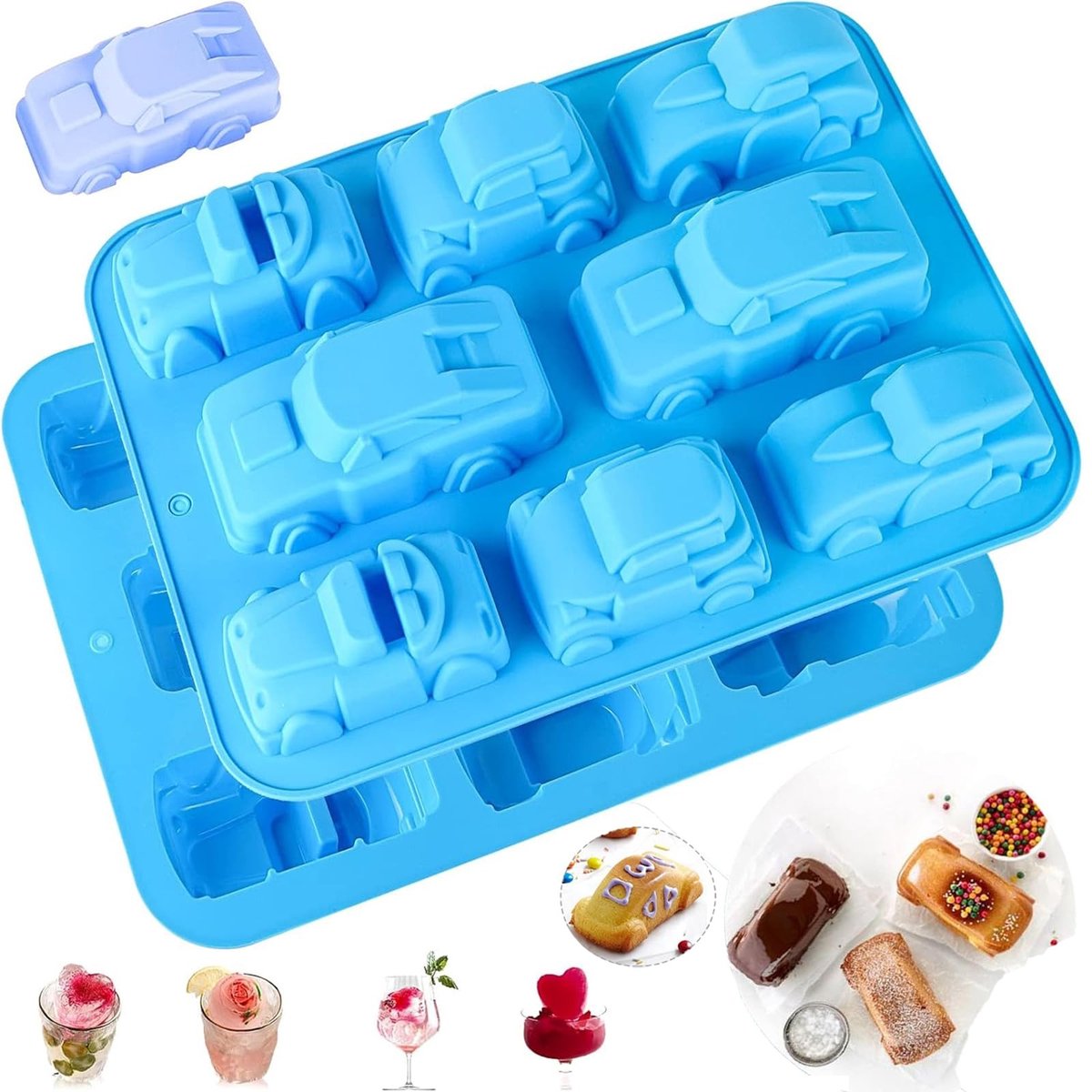 Dailygoods- Siliconen Mal 3D Auto - Snoep/chocoladevormen - Bakvorm voor Koekjes - Muffinvorm - Herbruikbaar tot 3000x - Antiaanbaklaag